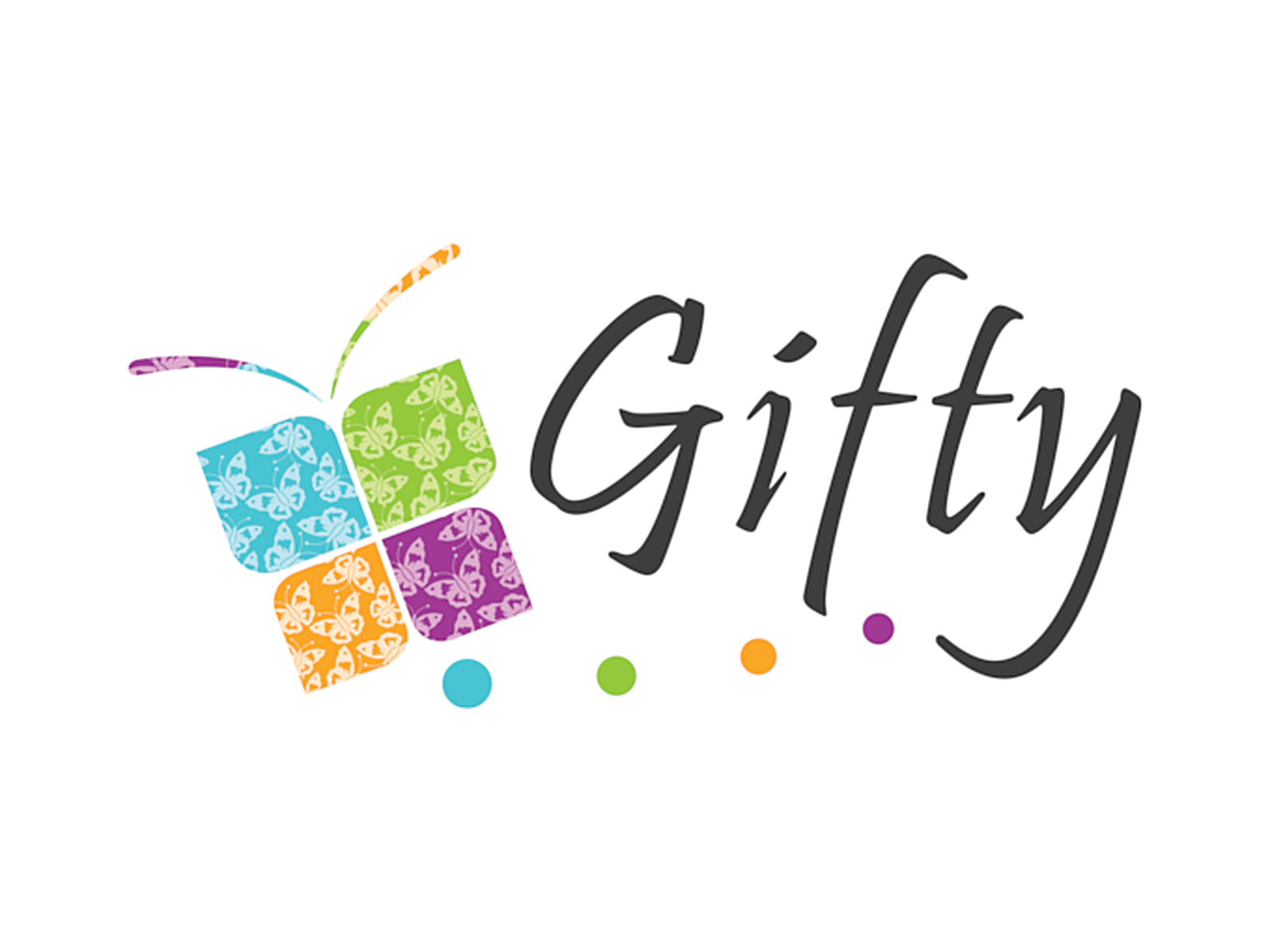 Gifty logo, a gift with a bow and a butterfly